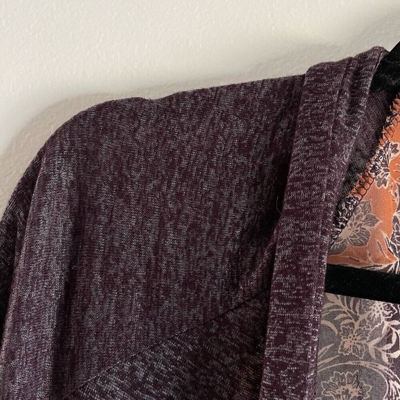 Maurices Women XS Purple Floral Chiffon Back Boho Open Front Cardigan Sweater - Picture 6 of 11